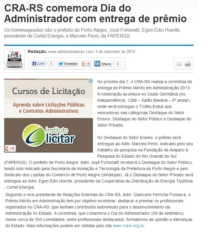 Prêmio Mérito em Administração 2013